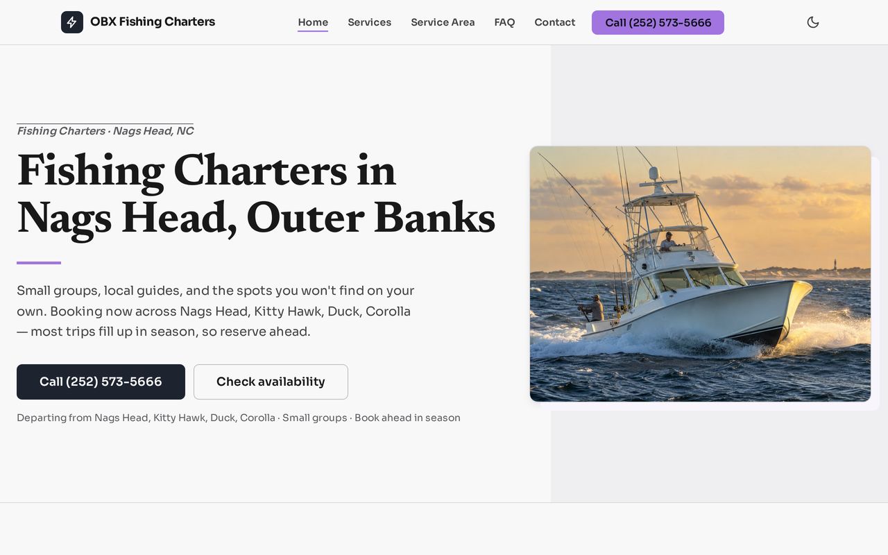 OBX Fishing Charters — a live site built by OBX Websites